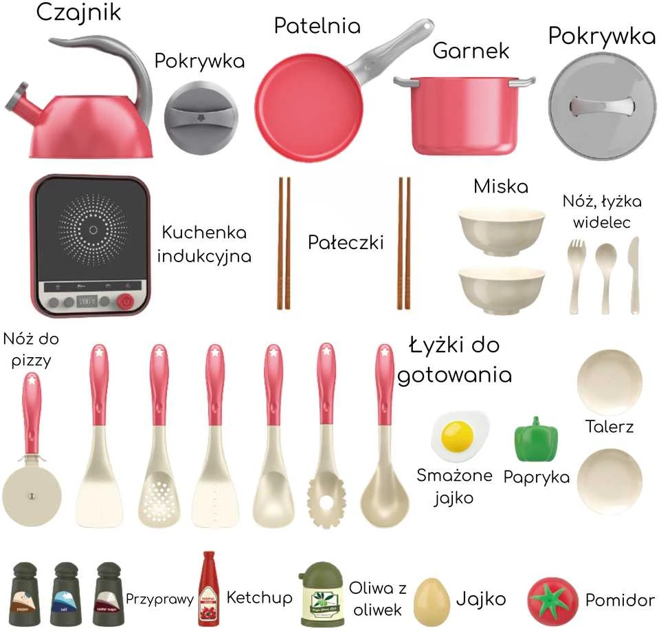 WOOPIE Mažojo Kulinaro rinkinys su indukcine virykle WOOPIE rožinis