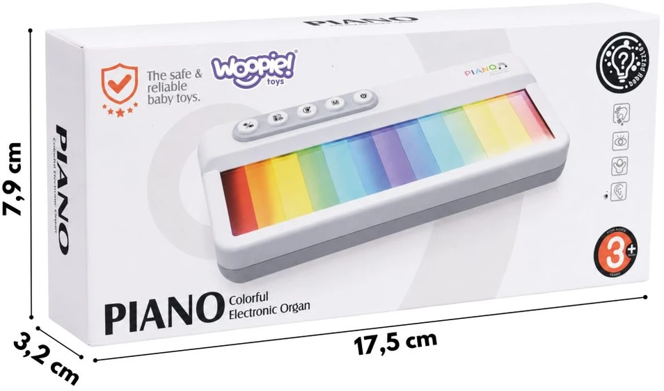 WOOPIE Rainbow Touch pianinas su foniniu apšvietimu ir mokymosi režimu 3+