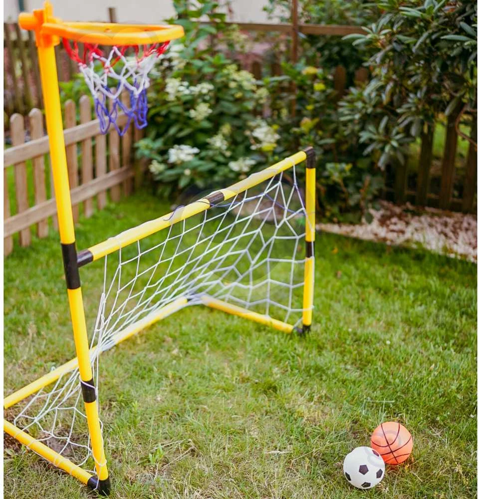 2in1 Krepšinio rinkinys ir Futbolo vartai + kamuoliai ir pompa, WOOPIE