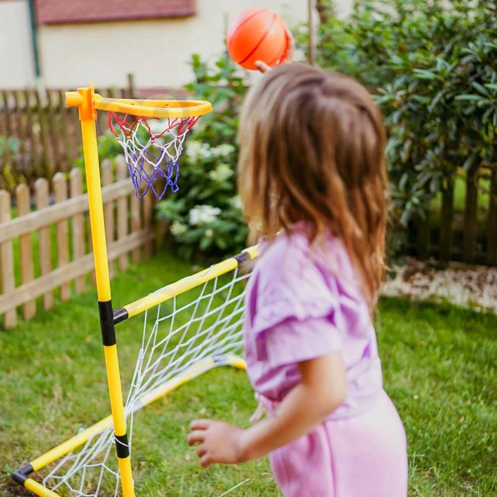 2in1 Krepšinio rinkinys ir Futbolo vartai + kamuoliai ir pompa, WOOPIE