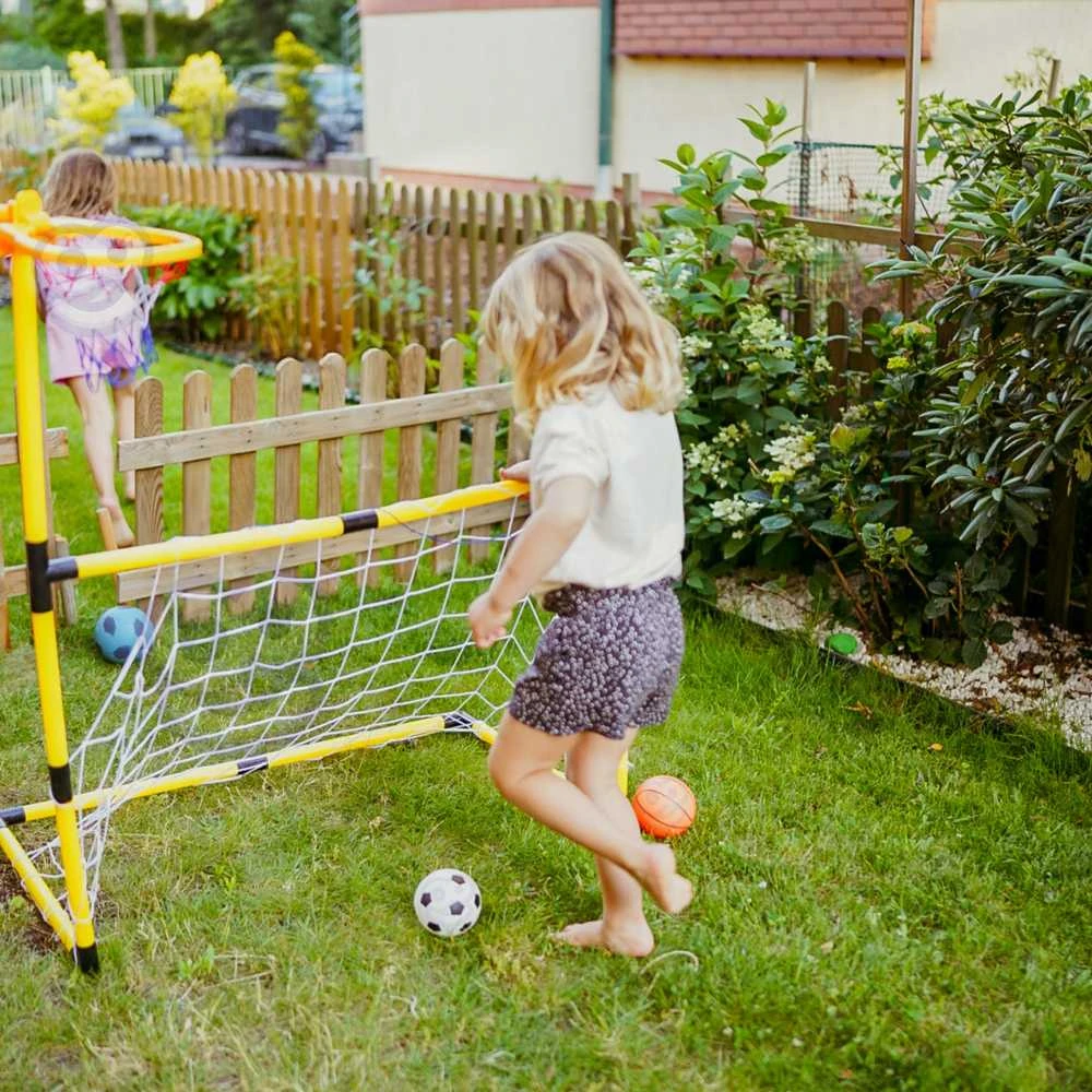 2in1 Krepšinio rinkinys ir Futbolo vartai + kamuoliai ir pompa, WOOPIE