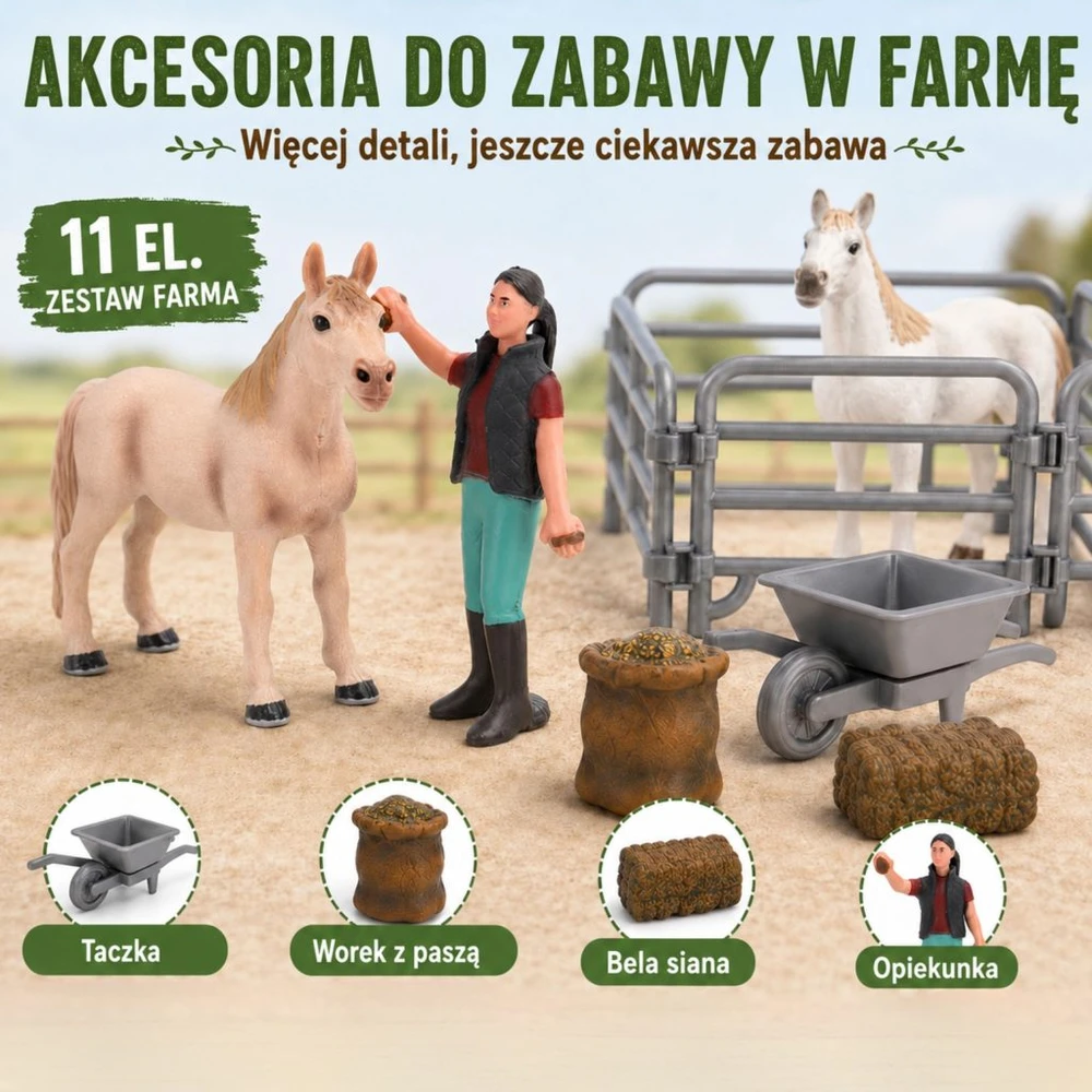 WOOPIE ūkio žirgų figūrėlių rinkinys Little Farmer 11 vnt. su priedais