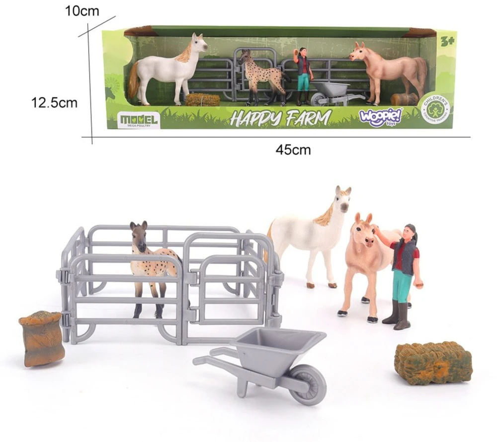 WOOPIE ūkio žirgų figūrėlių rinkinys Little Farmer 11 vnt. su priedais
