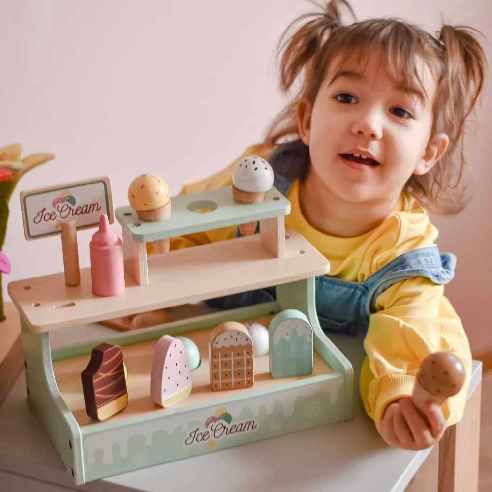 WOOPIE Žalias medinis ledų kioskelio rinkinys