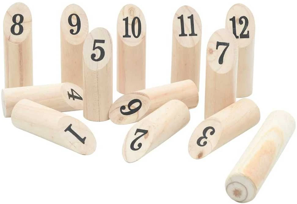 Žaidimo Number Kubb rinkinys su krepšiu, 13 dalių, pušis