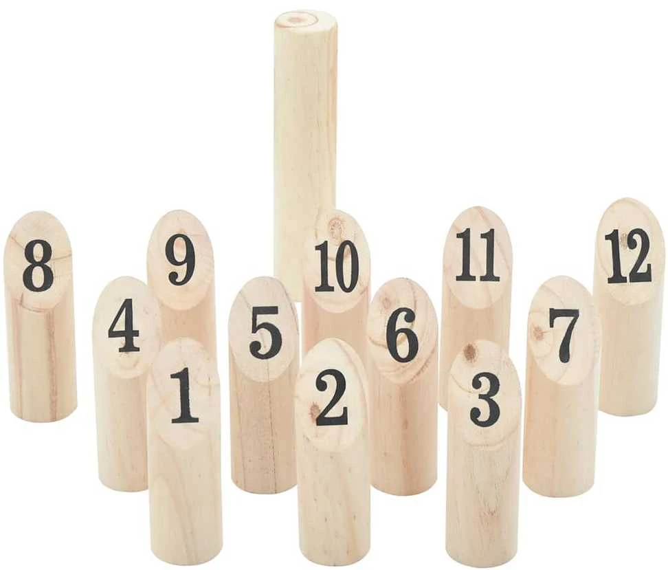 Žaidimo Number Kubb rinkinys su krepšiu, 13 dalių, pušis