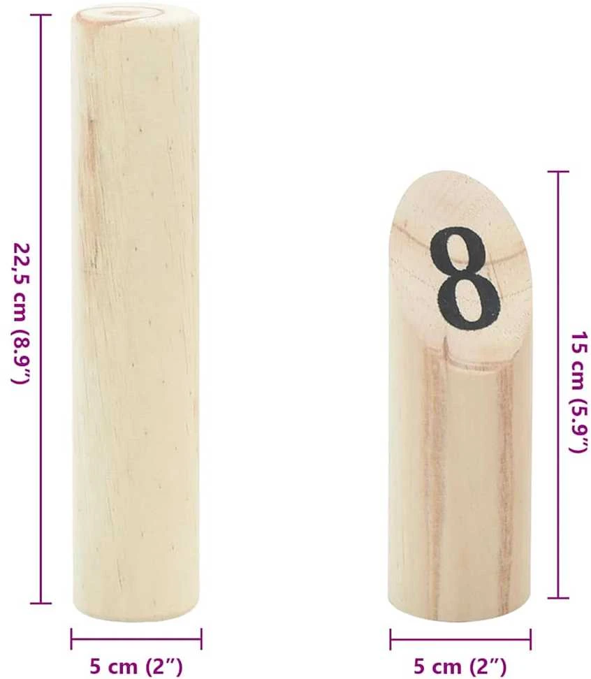 Žaidimo Number Kubb rinkinys su krepšiu, 13 dalių, pušis
