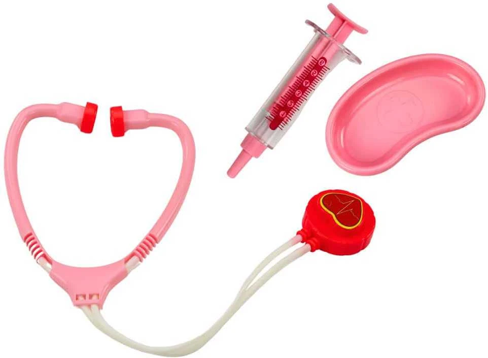 Lean Toys Vaikiška medicininė pirmosios pagalbos priemonių rinkinys rožiniame lagaminėlyje