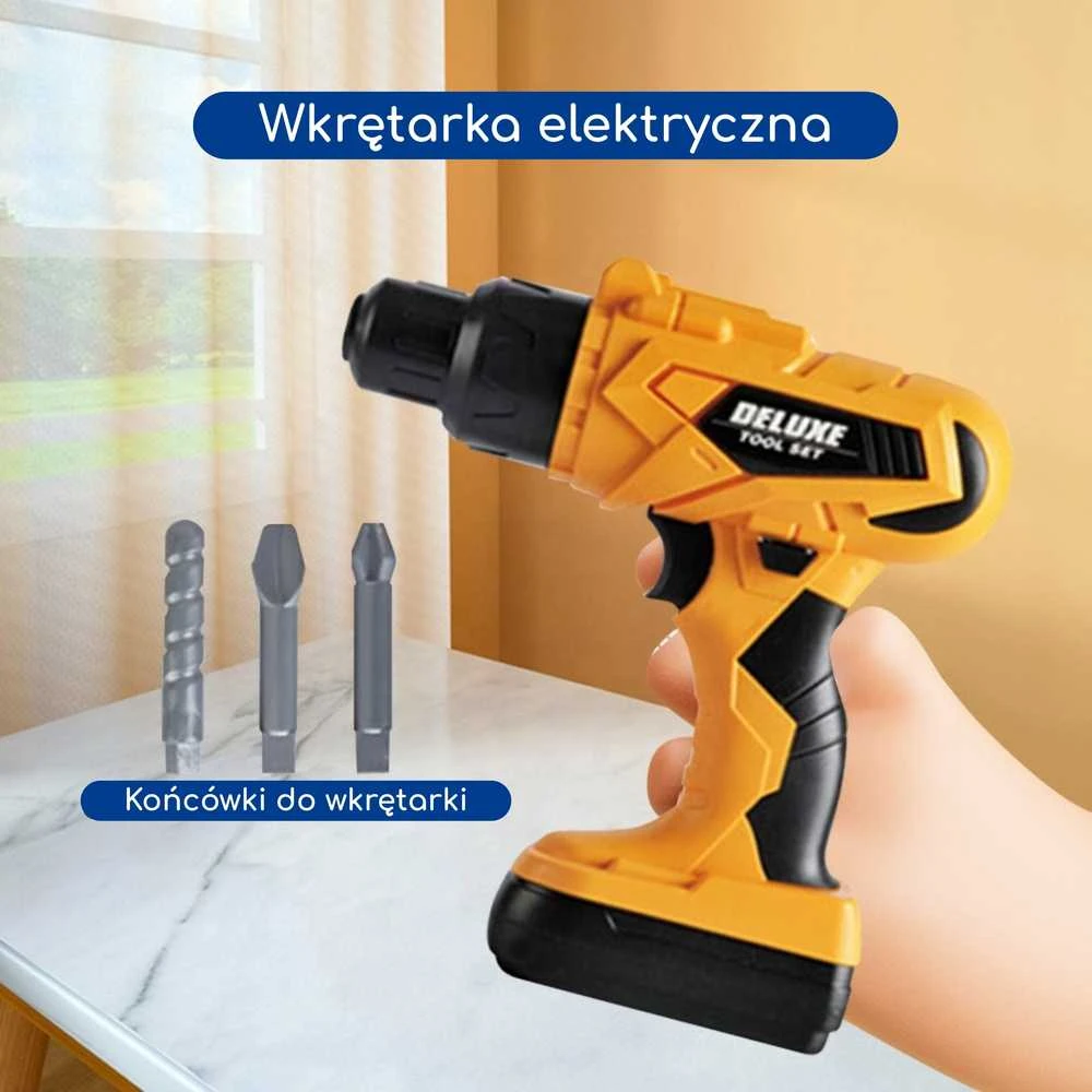 Žaislinis įrankių rinkinys su elektriniu suktuvu WOOPIE