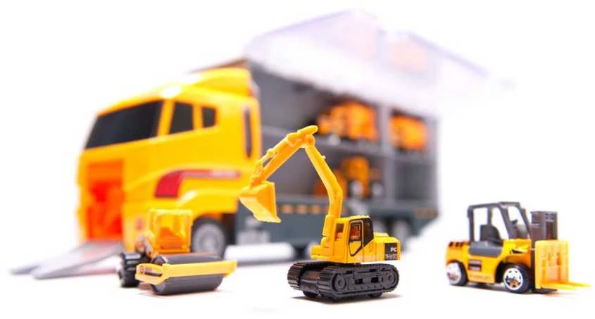 KIK Transporterio sunkvežimis TIR paleidimo įrenginys + metaliniai automobiliai statybinės mašinos