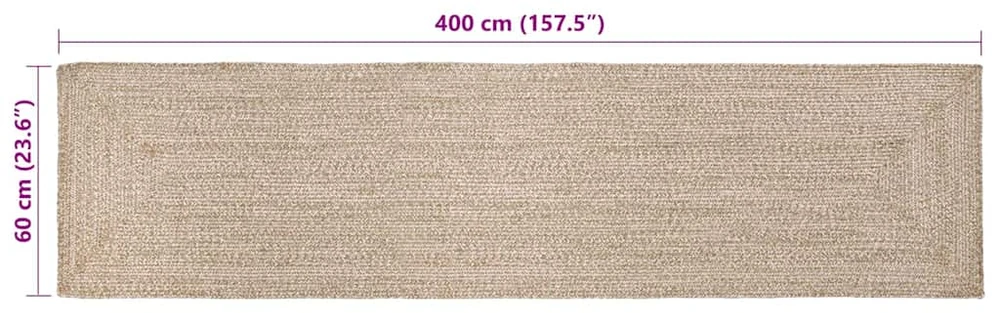 Kilimas Natūrali ir Balta 60 x 400 cm Džiutas
