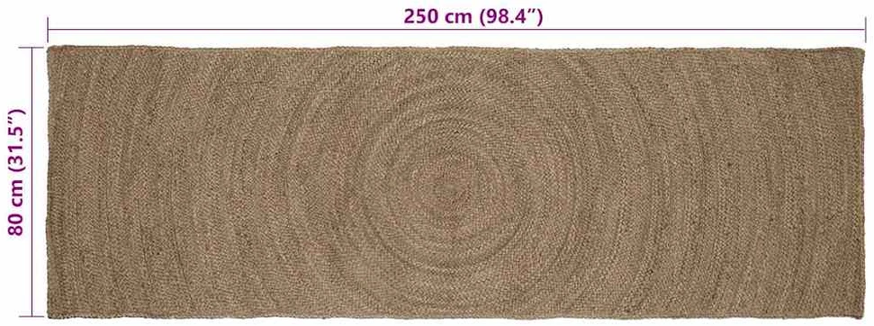 Kilimas Pilka 80 x 250 cm Džiutas