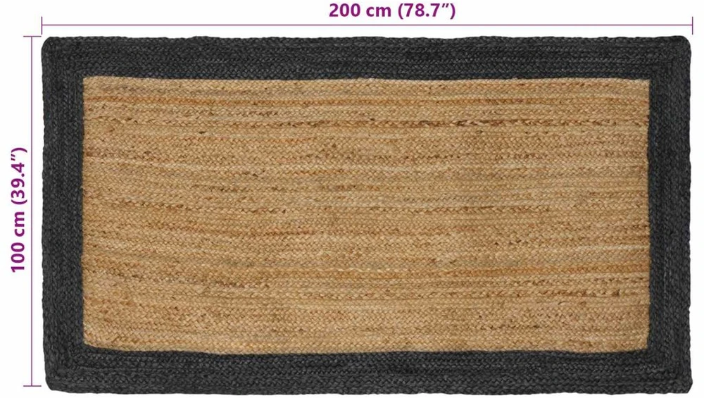 Kilimas Tamsiai pilka 100 x 200 cm Džiutas