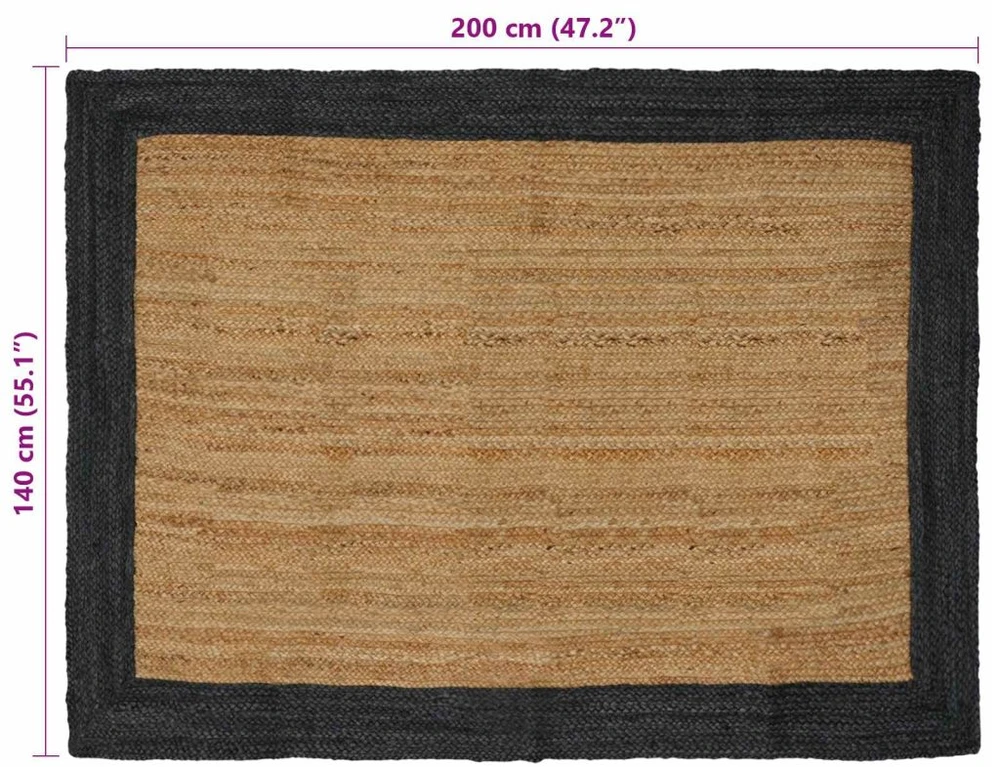 Kilimas Tamsiai pilka 140 x 200 cm Džiutas