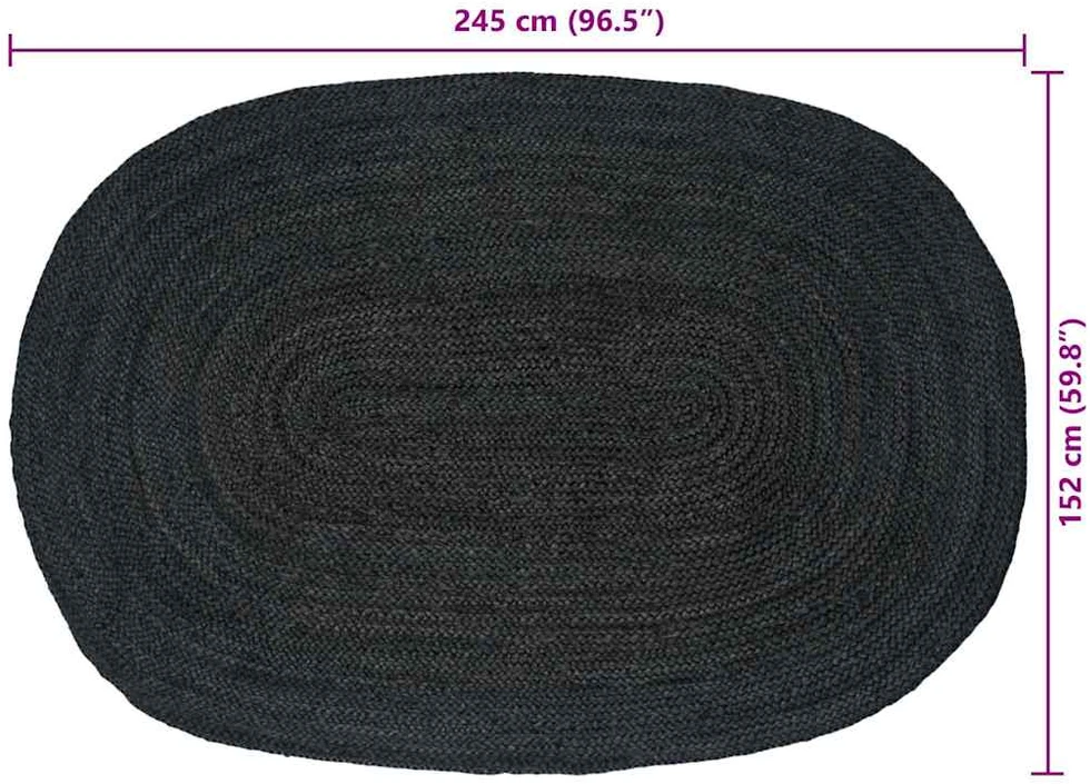 Zoninės kiliminės dangos Tamsiai pilka 152 x 245 cm Džiutas