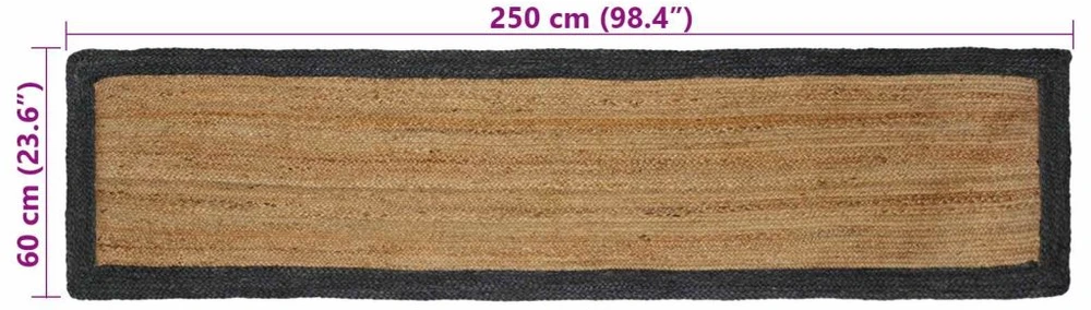 Kilimas Tamsiai pilka 60 x 250 cm Džiutas