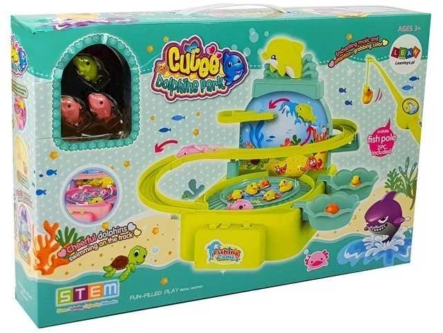 Lean Toys Šeimyninis žvejybinis žaidimas "Delfinų parkas", rožinis