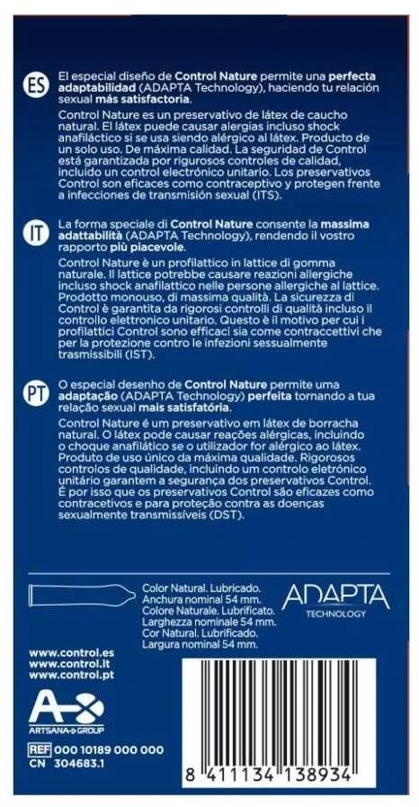 Control Adapta Nature prezervatyvai