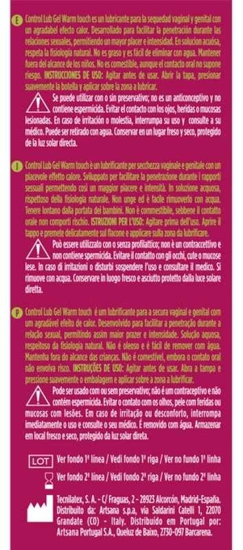 Control Lub Gel Warm Touch masažo gelis - lubrikantas 75ml