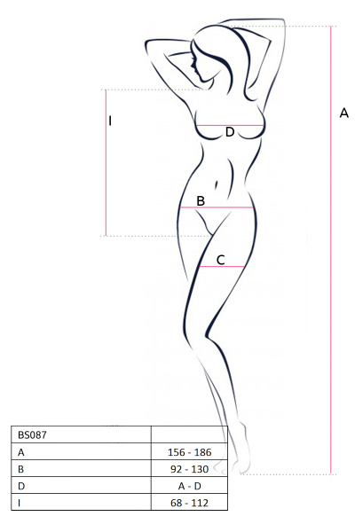 Passion Woman Passion BS087 Raudona Fishnet Bodystocking with Lace, One Size aprašymas - Prekės nuotrauka