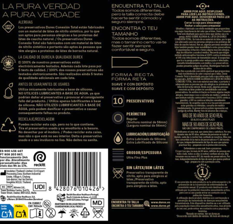 Durex Condoms DUREX - TOTAL CONNECTION XL ULTRA FINE PLUS LATEX FREE 10 UNITS