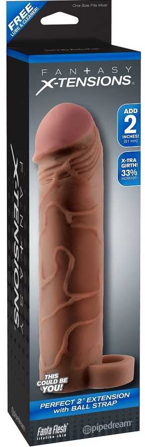 Pipedream FXTP 2" prailgintas su kamuoliuku dirželiu, rudas