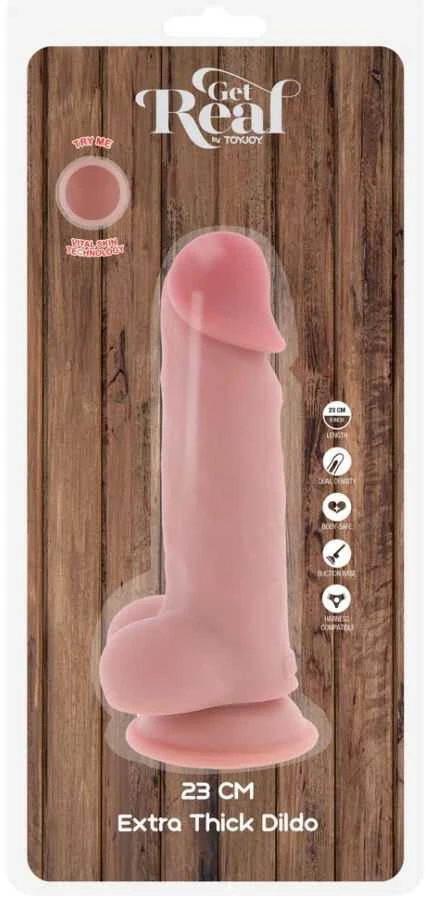 Get Real Prabangus dvigubo tankio storas dildo TPE 23 cm