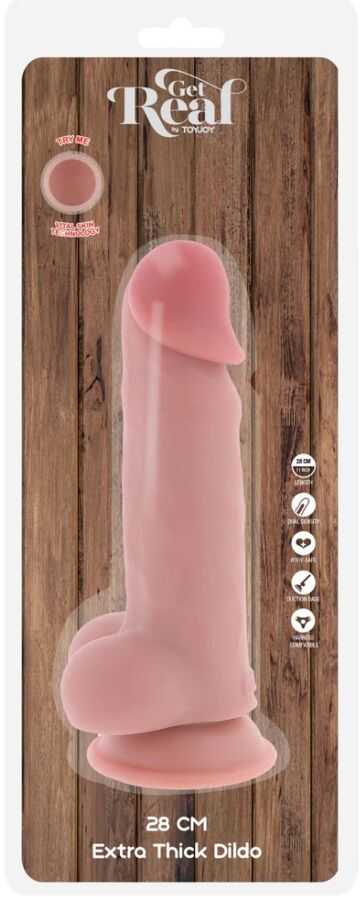 Get Real Prabangus dvigubo tankio storas dildo TPE 28 cm