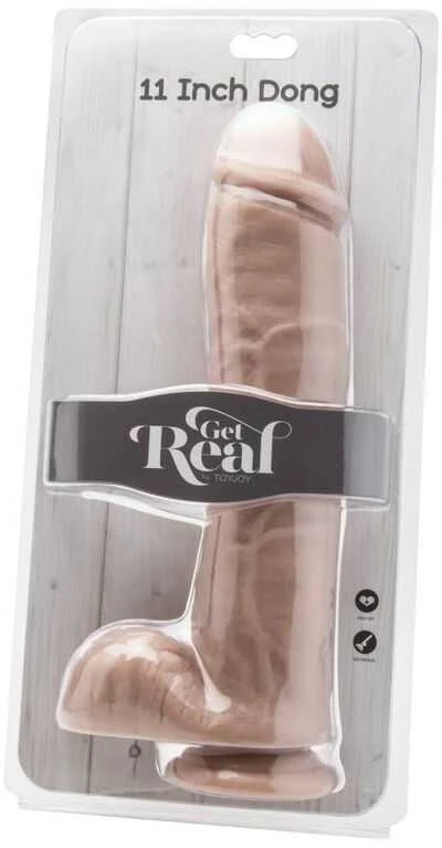 Get Real TOYJOY Dildo ant siurbtuko, didelis tikroviškas penis, 28 cm