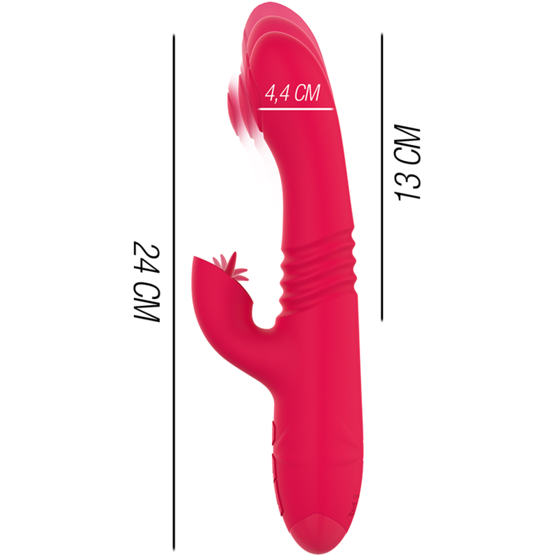 Intense Fun INTENSE - DUA MULTIFUNCTION RECHARGEABLE UP &amp; DOWN VIBRATOR WITH Raudonas TONGUE