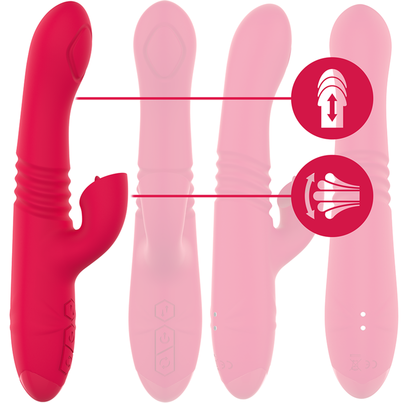 Intense Fun INTENSE - DUA MULTIFUNCTION RECHARGEABLE UP &amp; DOWN VIBRATOR WITH Raudonas TONGUE