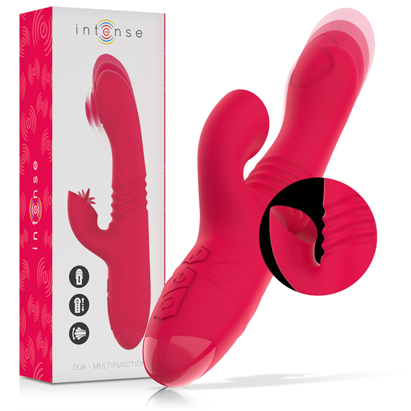 Intense Fun INTENSE - DUA MULTIFUNCTION RECHARGEABLE UP &amp; DOWN VIBRATOR WITH Raudonas TONGUE