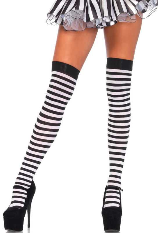Leg Avenue Europe Juodai baltos dryžuotos kojinės