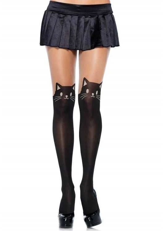 Leg Avenue Europe Juodas Cat Opaque Pantyhose Juodas