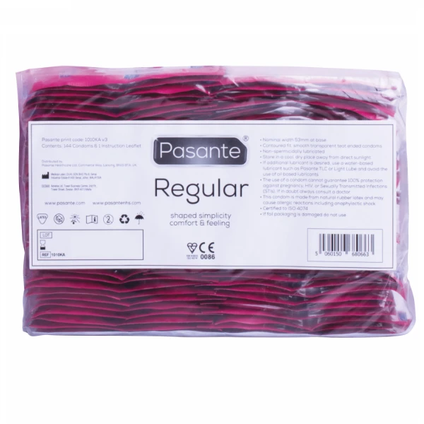 Pasante Healthcare „Pasante Regular“ prezervatyvai, urmu, 144 vnt.