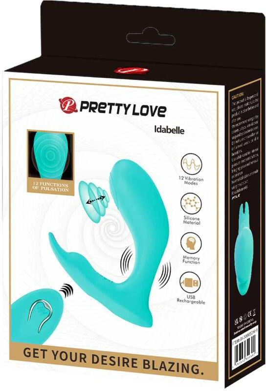 Pretty Love Bottom Wave IDABELLE, 12 pulso bangos nustatymų, 12 vibracijos funkcijų, belaidis nuotolinio valdymo pultas