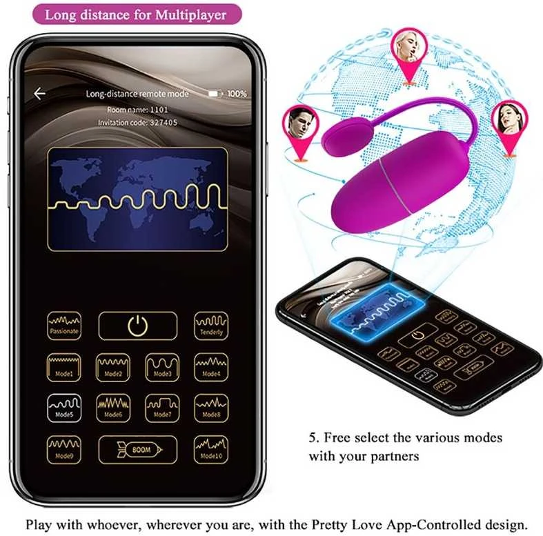 Pretty Love Bottom LYBAILE Pretty Love Nymph bullet vibration Mobile APP nuotolinio valdymo pultas Violetinė