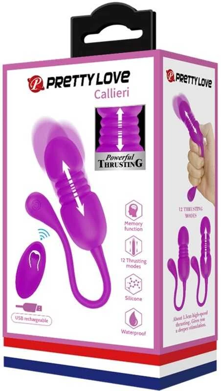 PRETTY LOVE - Callieri, 12 vibracijos funkcijų, 12 stūmimo nustatymų, atminties funkcija, belaidis nuotolinio valdymo pultas.