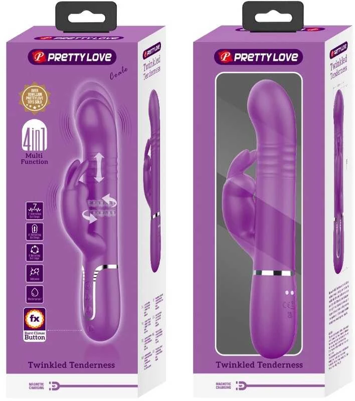 PRETTY LOVE - Coale Violetinė, 7 vibravimo funkcijos 4 sukimosi funkcijos 4 stūmimo nustatymai