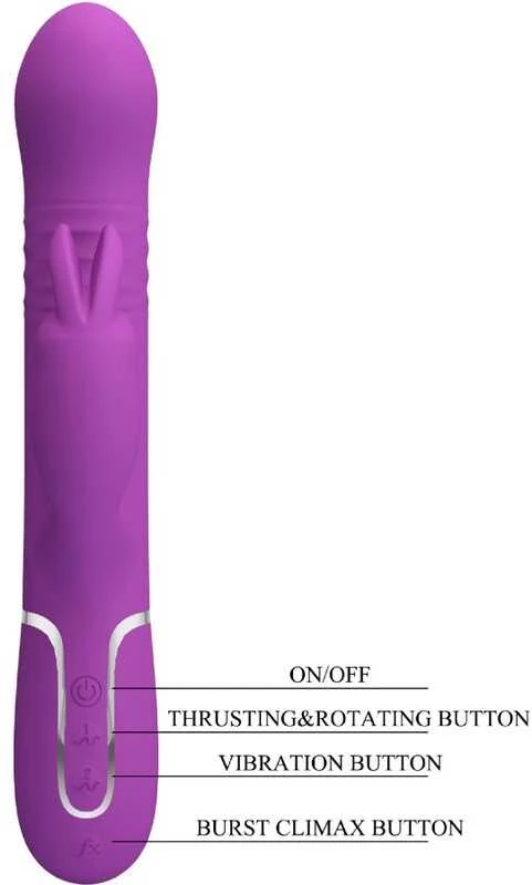 PRETTY LOVE - Coale Violetinė, 7 vibravimo funkcijos 4 sukimosi funkcijos 4 stūmimo nustatymai