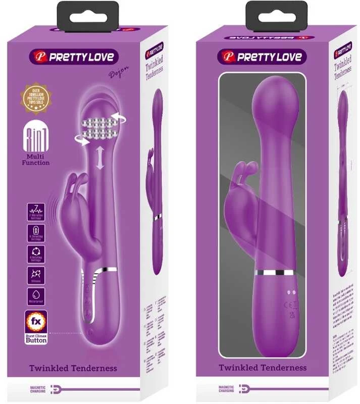 PRETTY LOVE – Dejon Violetinė, 7 vibravimo funkcijos, 4 stūmimo nustatymai, 4 sukimosi funkcijos