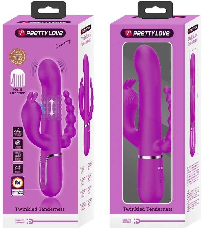 Pretty Love Flirtation PRETTY LOVE - Cammy Violetinė, Twinkled švelnumas, 7 smūgiavimo funkcijos 7 vibracijos funkcijos 4 riedėjimo funkcijos