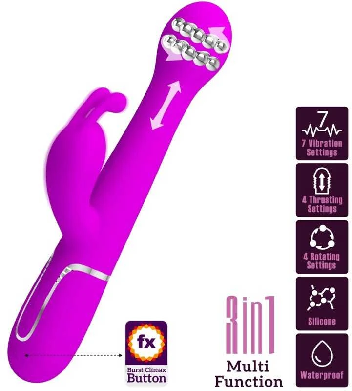 Pretty Love Flirtation PRETTY LOVE - DEJON TRIUŠIO VIBRUOTAS 3 IN 1 DAUGIAFUNKCIS VIOLETINIS