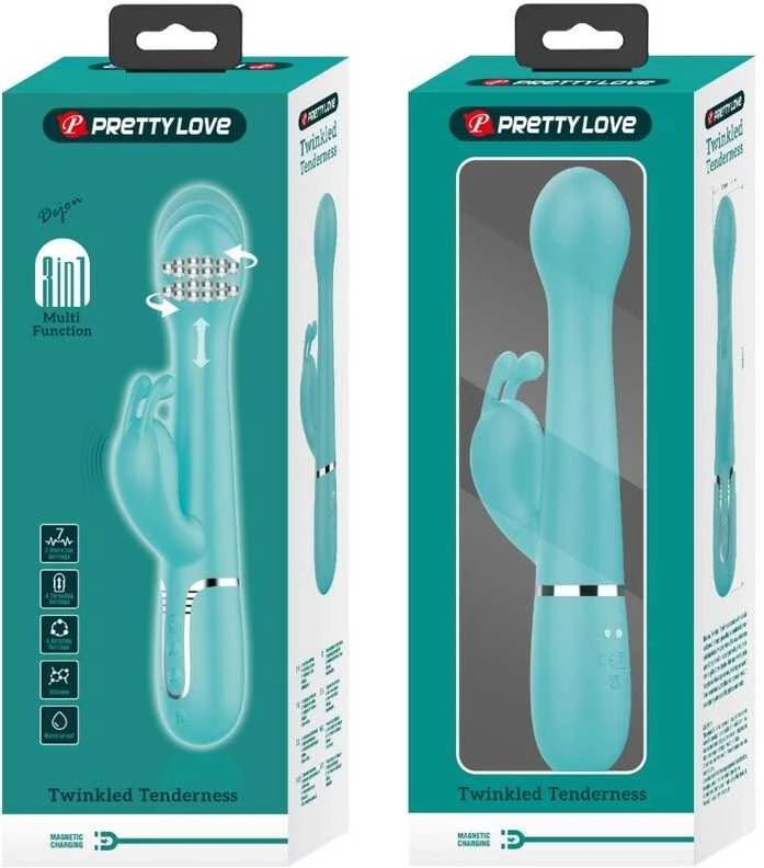 Pretty Love Flirtation PRETTY LOVE - Dejon Twinkled Tenderness, 7 vibracijos funkcijos, 4 stūmimo nustatymai, 4 sukimosi funkcijos