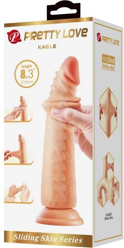 Pretty Love Flirtation PRETTY LOVE – KABLE 8,3 colio (210 mm) slankiojančios dangos serija TPR / ABS, siurbimo pagrindas, lankstomas
