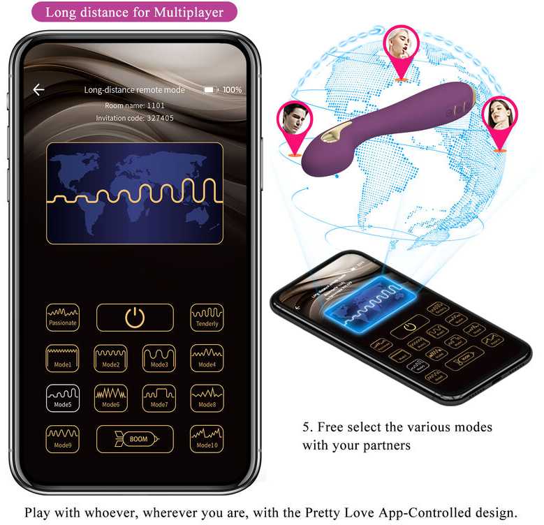 PRETTY LOVE HIGH GRADE PRETTY LOVE – HECTOR ELECTROSHOCK VIBRATOR BY APP CONTROL PURPLE