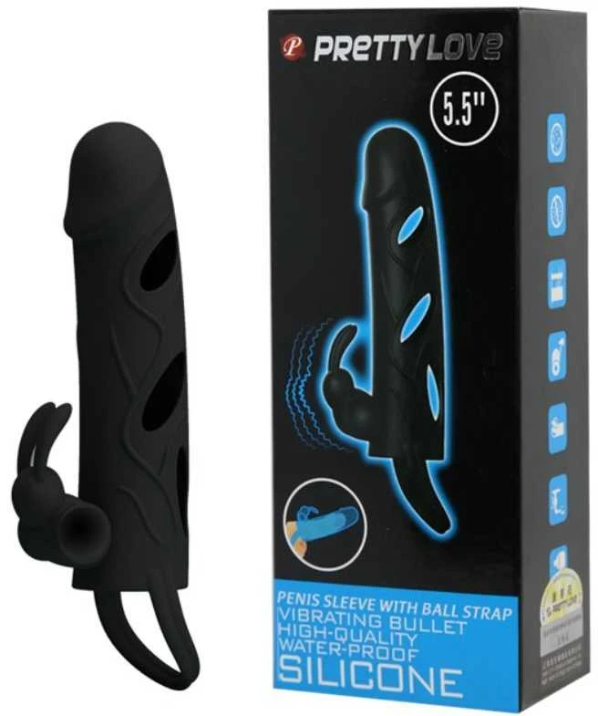 Pretty Love Male LYBAILE Pretty Love 5,5 Inch Vibrating Penis Sleeve Juodas