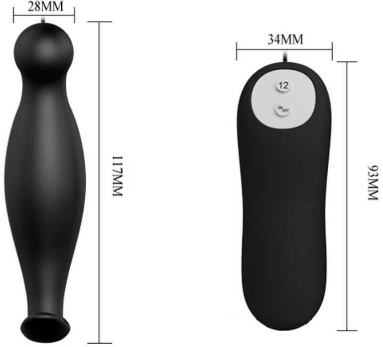 „Pretty Love“ vyriškas analinis kaištis prostatos masažui, 11 cm, 12 režimų