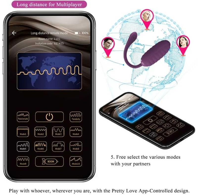 Pretty Love Smart PRETTY LOVE - CASPER Violetinė 12 vibracinių funkcijų Mobile APP nuotolinio valdymo pultas