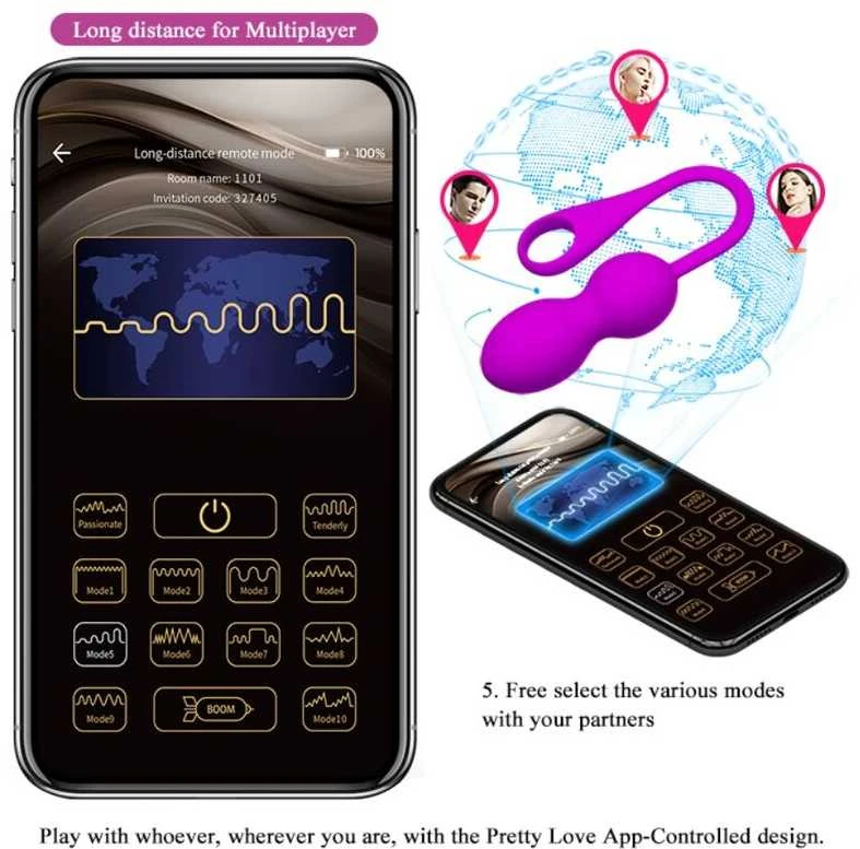 Pretty Love Smart LYBAILE Pretty Love Elvira Telefono valdymo vibro kamuoliukai Violetinė